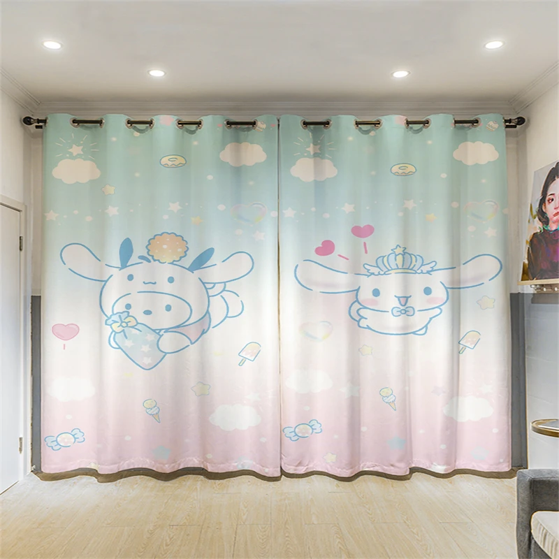 Cinnamoroll Cute Cartoon Children's Room Full Blackout Roman Blinds Perforated Bedroom Living Room Floor-to-ceiling Windows Cute