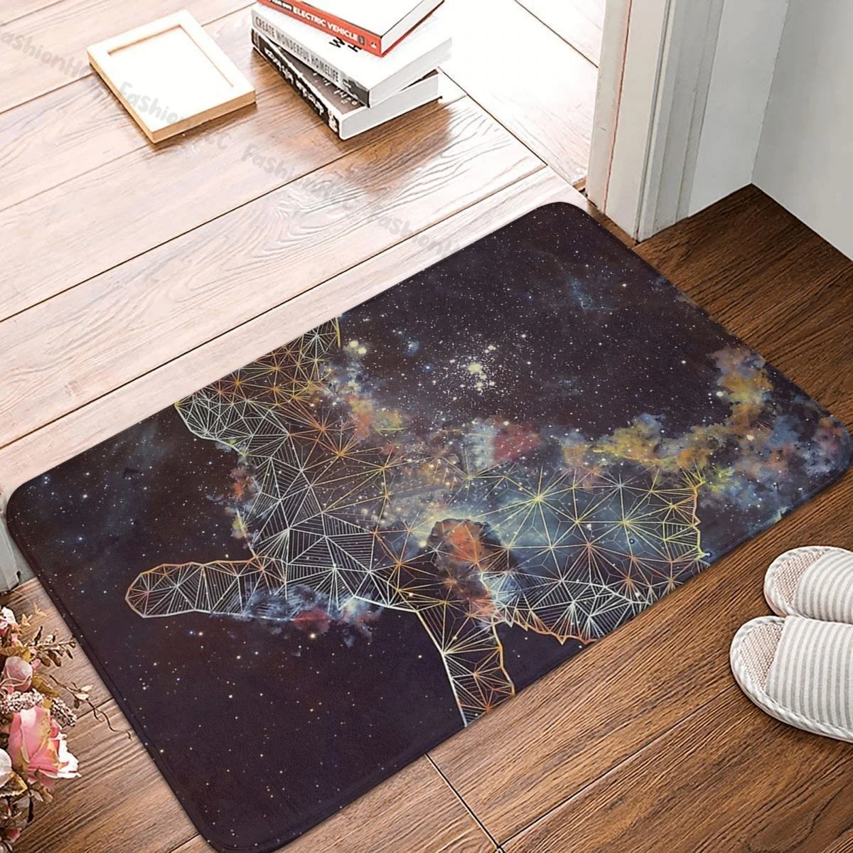 

Non-slip Doormat Celestial Cat Bath Kitchen Mat Prayer Carpet Flannel Pattern Decor