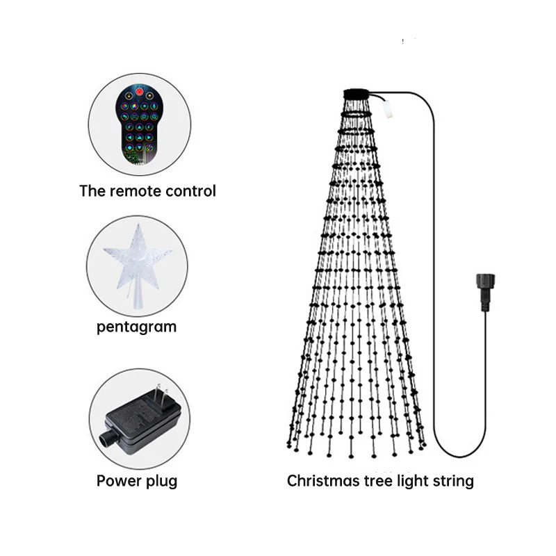 Luci intelligenti per toppers per albero di Natale con telecomando e controllo tramite app Decorazione per feste festival con corde a stella LED RGB Bluetooth