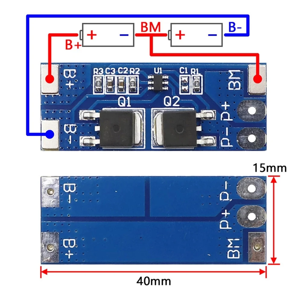 /2S /8A /Li-ion Battery Protection PCB Board 7.4V 8.4V For For Charger Module With Short Circuit Overcharge Defense For DIY Powe