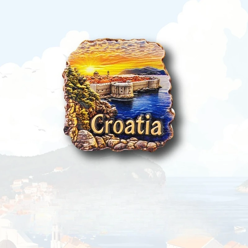 مغناطيس ثلاجة Dubrovnik Old Town - تذكار كرواتي ثلاثي الأبعاد لديكور المدينة بجدار القرون الوسطى هدية أدرياتيكية فريدة مع مغناطيس قوي #4