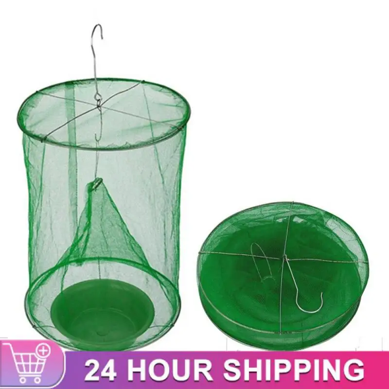 8/16/24PCS Fly Traps Outdoor Insect Catcher Killer Pest Control Reusable Hanging Flytrap Cage Garden Hanging Fly Catcher Net Tra