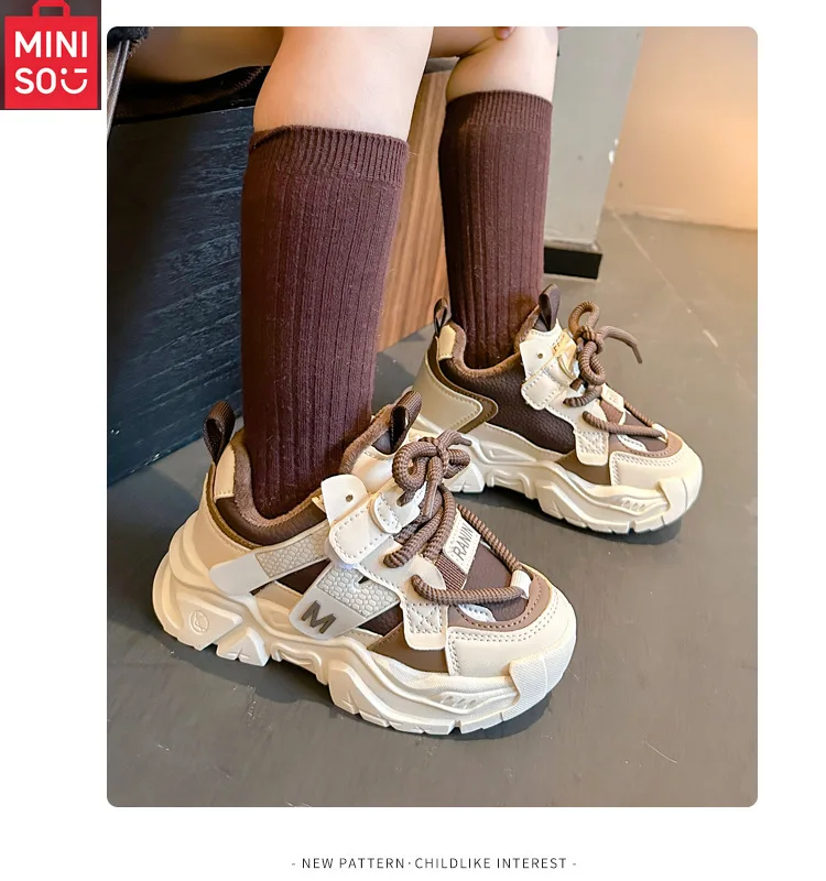 حذاء شتوي Miniso Kuromi للفتيات 2025، حذاء رياضي ذو نعل سميك مبطن بالقطيفة للأطفال الكبار، مريح ولطيف #5