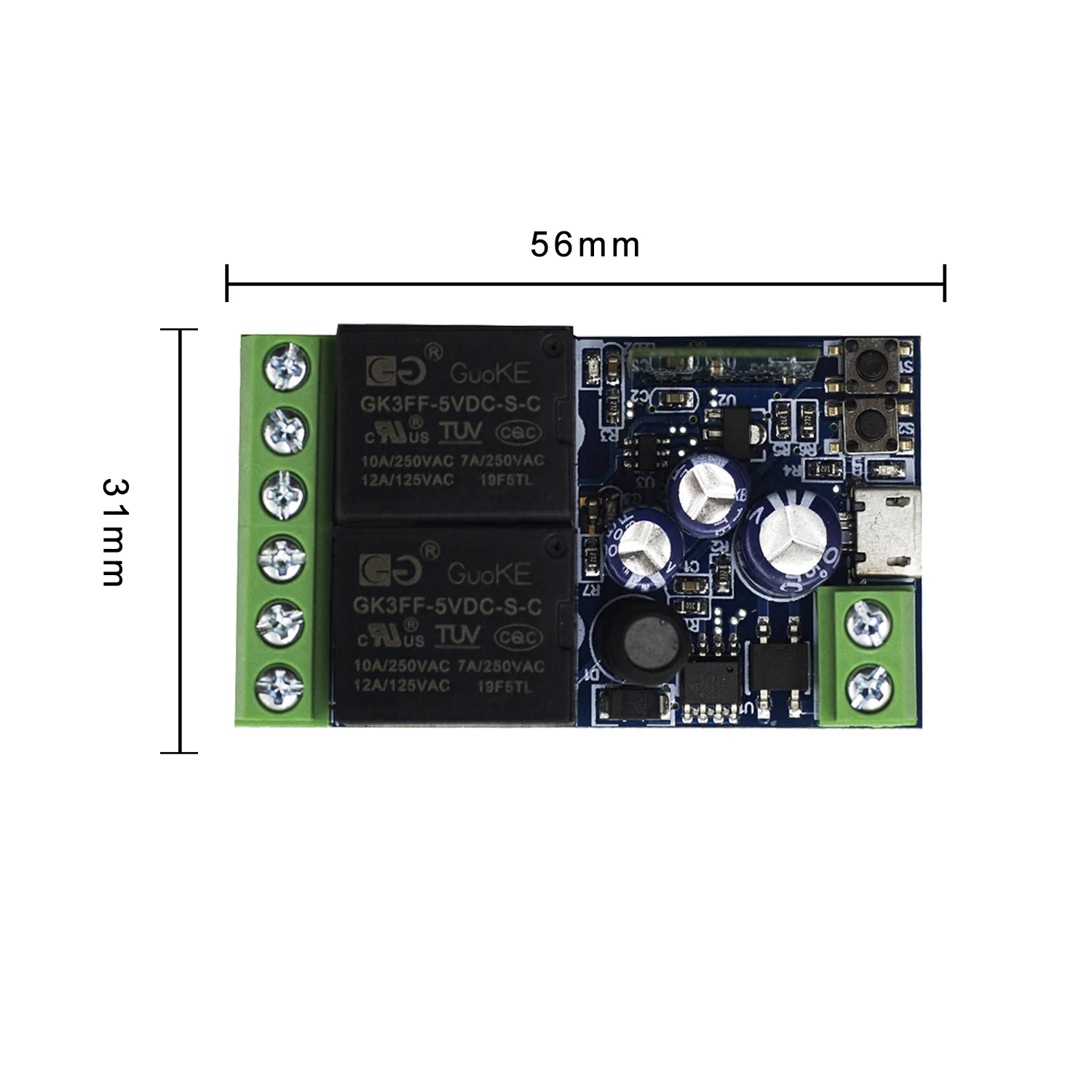 WiFi Smart switch AC 0-250V USB 5V 2.4G interruttore a parete 2 RC e 2 ricevitori eWelink app adatto per motori per tende porte da Garage