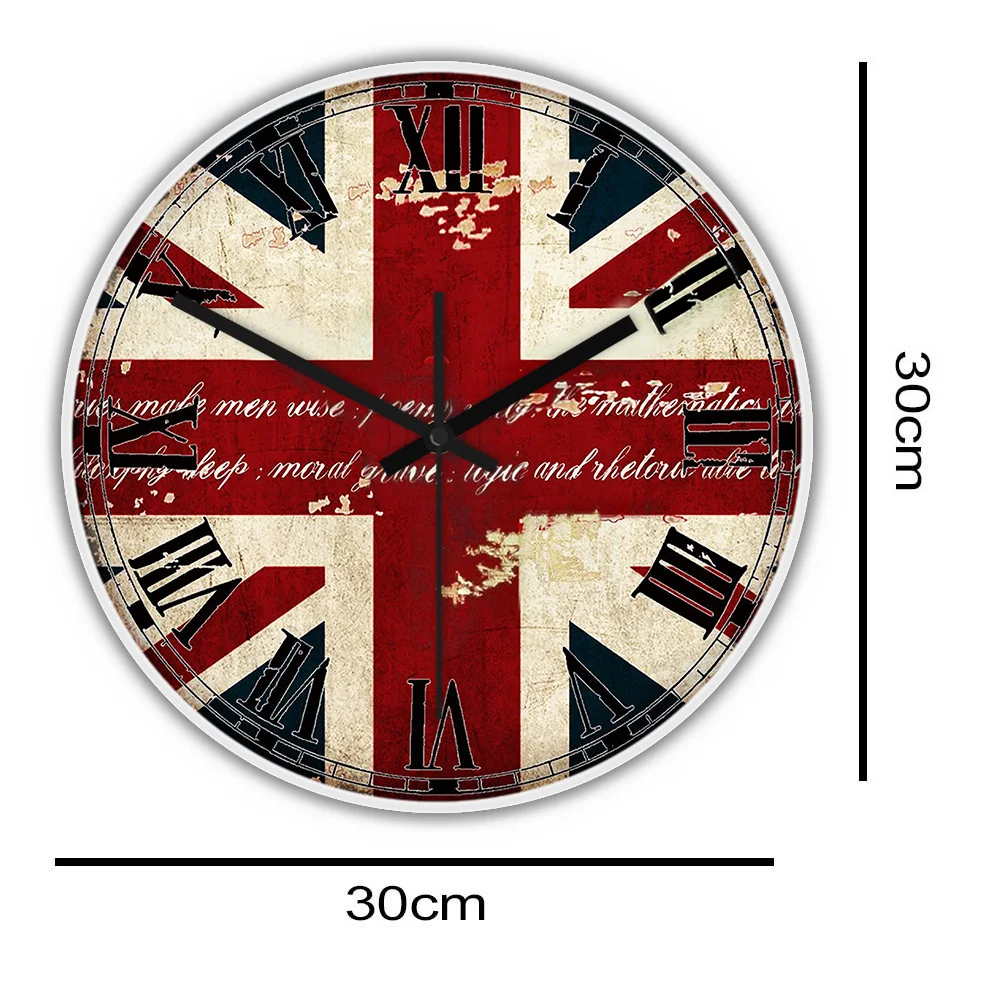 Imagem -04 - British Union Jack Led Iluminado Relógio para Sala de Estar do Vintage Algarismos Romanos Reino Unido Bandeira Sinal Néon Luminoso Relógio de Parede Brilho no Escuro