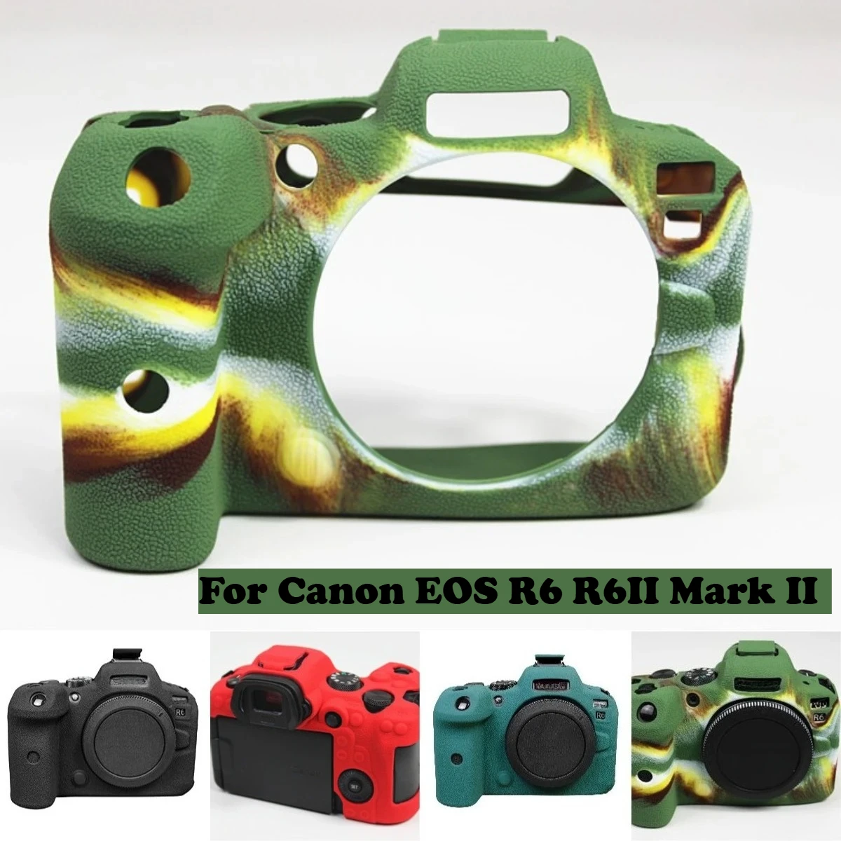 For Canon EOS R6 R6II Mark II Waterproof Silicone Skin Full Body Anti-Scratch Mirrorless Camera Protective Cover Bag,