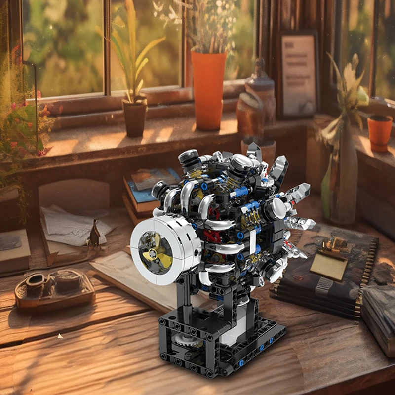 Nuevos bloques de construcción de motor de combustión interna de motor de avión V8, kits educativos de potencia de modelo de simulación, regalos para niños