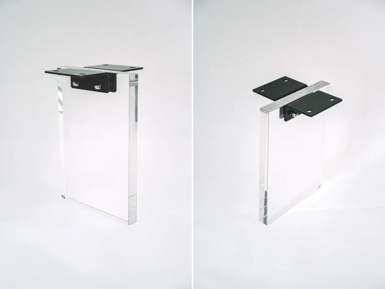 Set of 2 Solid 1/1.6/2 Inches Thick Clear Acrylic Rectangle Coffee Bench Legs Lucite Legs for Furniture Replacement