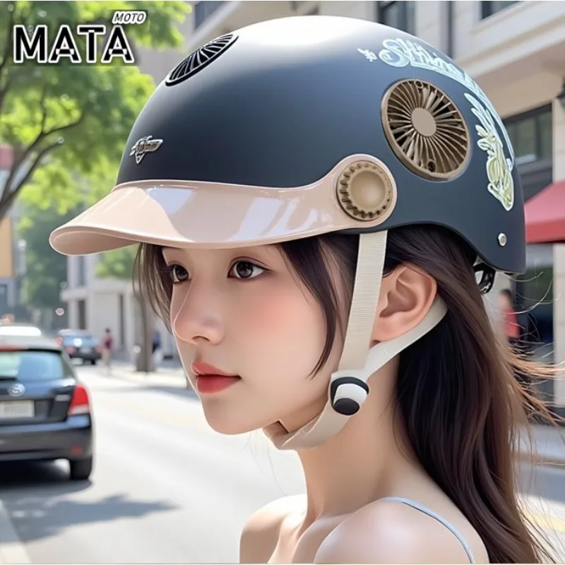 

Motorcycle Helmet Men's Women Summer Half Helmet with Internal Mirror Personalized Floating Helmets Safety Helmets