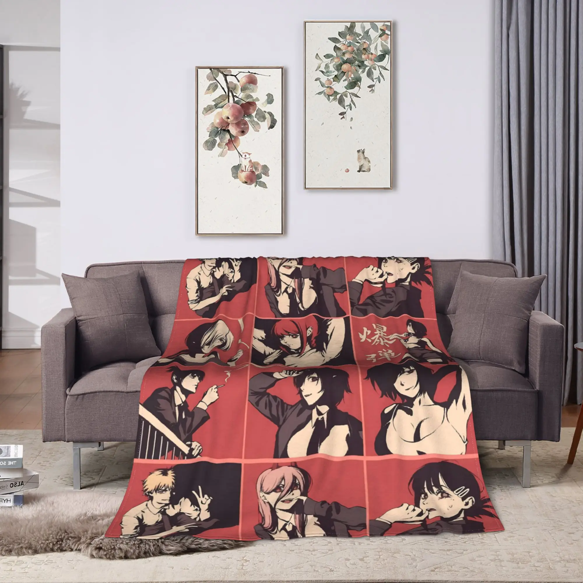 Reze dramatic anime Blanket Chainsaws Mans Camping Flannel Throw Blanket For Bedroom Super Soft Design Quality Bedspread Gift