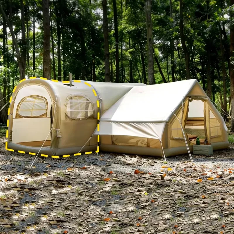 #￥Intergrated Large Inflatable Log Cabin Tent for Family Outdoor Camping House Tent