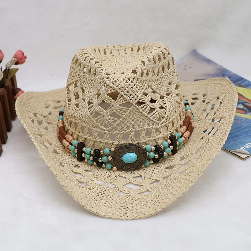 Chapeau de cowboy bohème ajouré, chapeau pour hommes Aliexpress, chapeau de plage de cowboy occidental d'été, offre spéciale