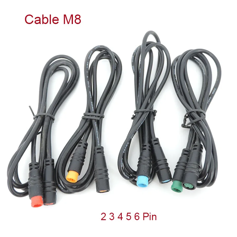 1M Speed Sensor male to female M/F Extension Cable M8 2 3 4 5 6 Pin Electric Bicycle Waterproof for Ebike Copper Wire A7