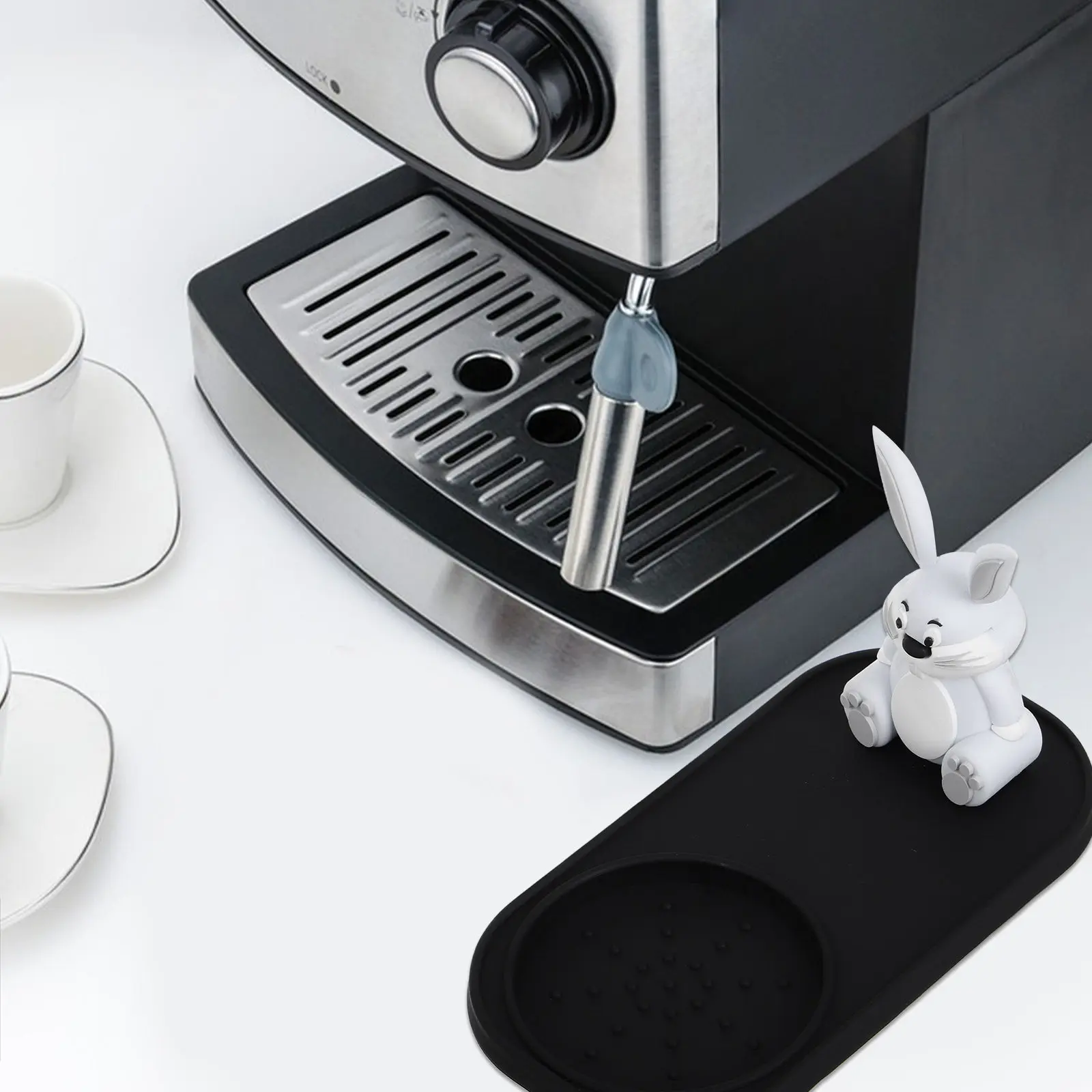 Espresso Tamping Mat Bunny Pattern Premium Silicone Non-Slip Coffee Powder Tamper Holder Protector for Machine Grinder Bar