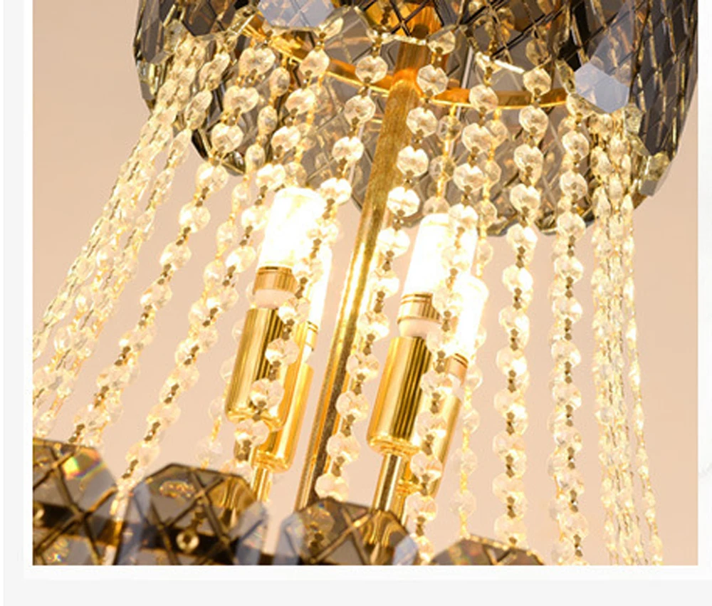 K9 Crystal Clear Amber Grey LED Chandelier