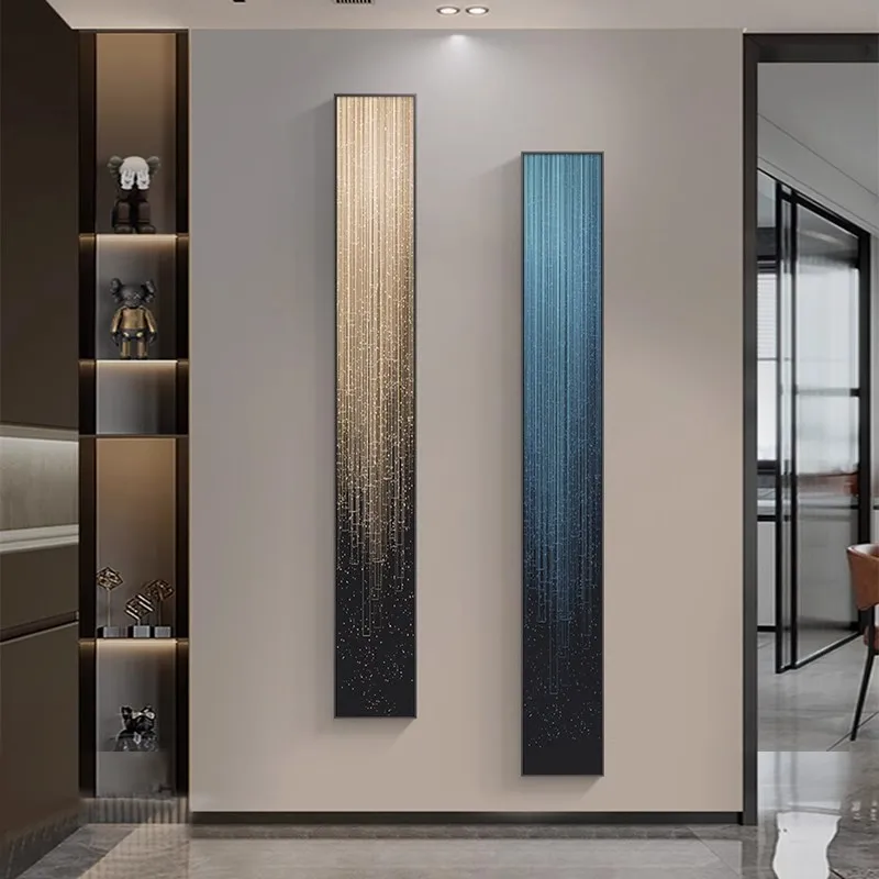 

Narrow strip modern light luxury minimalist living room decorative painting entrance hanging painting sofa background wall high