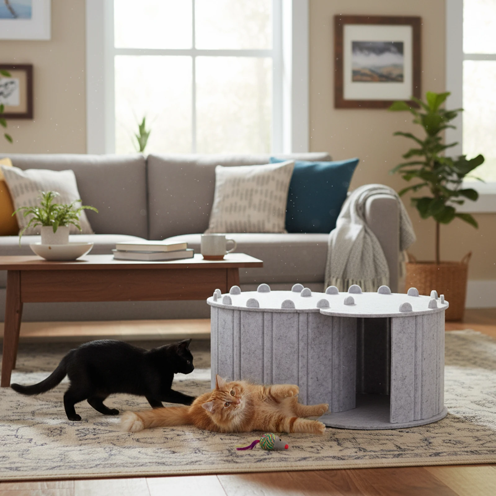 

Полузакрытый складной домик-тоннель для кошек из фетра, лежанка-пещера для игр и отдыха в помещении