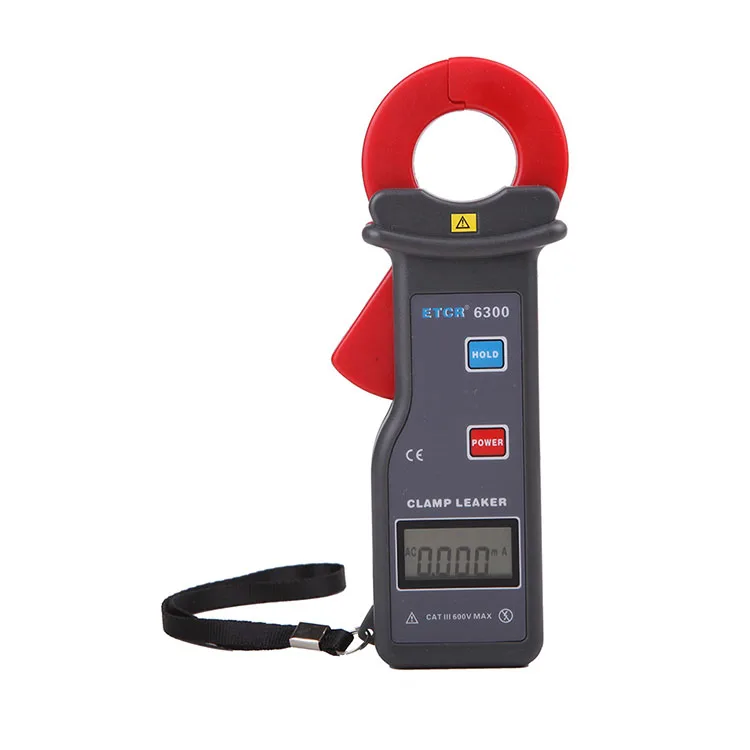 ETCR6300 High Accuracy Clamp Leakage Current Meter 25*30mm 99 Datas Storage AC 0mA~60A Digital Ammeter Peak Hold Resolution 1uA