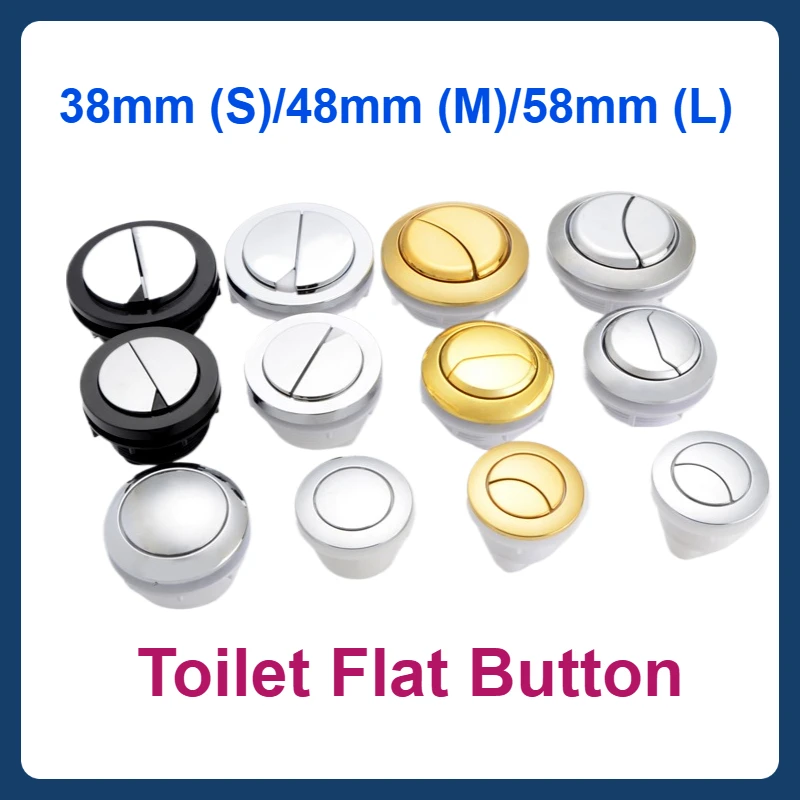 

38mm (Small)/48mm (Medium)/58mm (Large) Flat Button Toilet Tank Accessories Round Integrated Push Rod Valve Button Switch