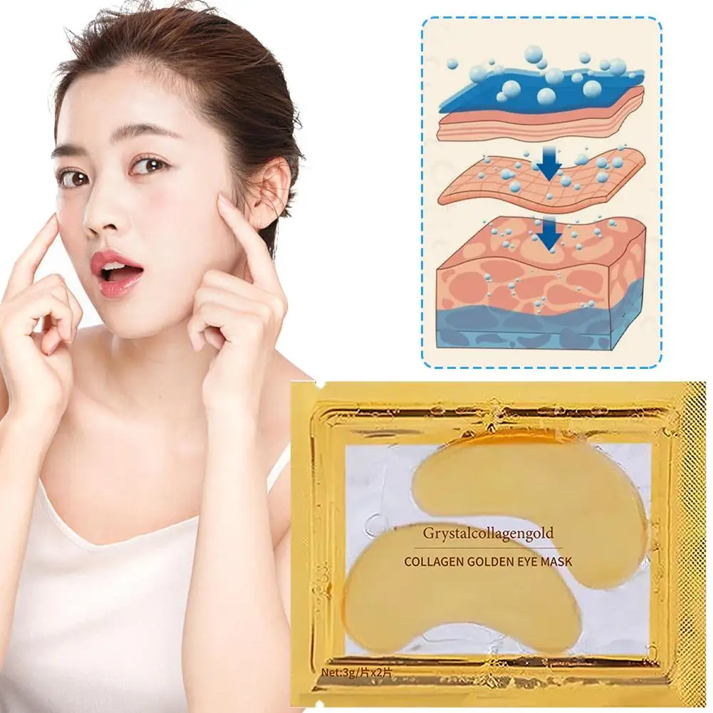 Crystal Collagen Gold Eye Mask Anti Wrinkle Blemish Patch Eye Fade Puffiness Care Skin Anti-Aging Dark Circles Remove D1N5