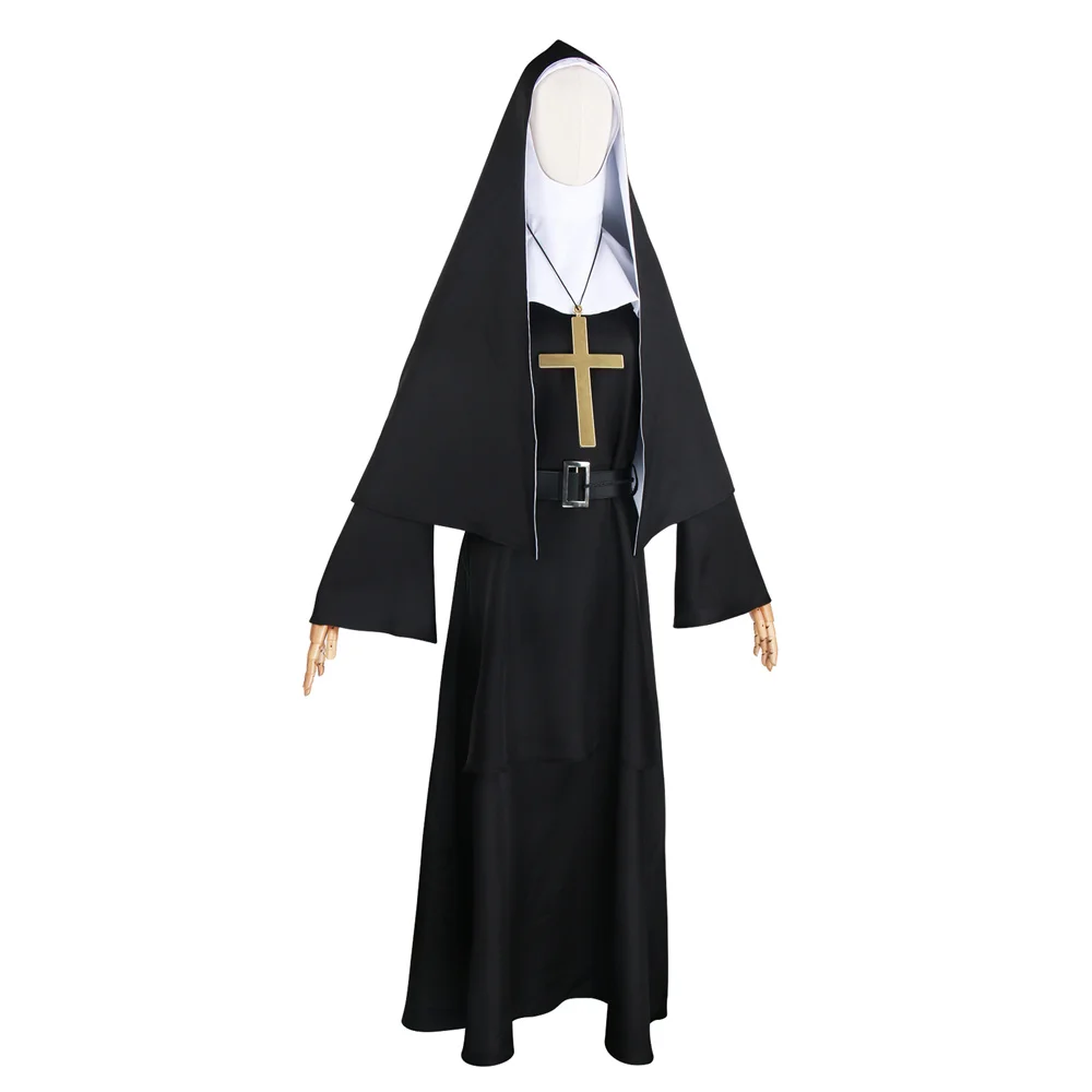 Women The Nun 2 Valak Costume Cosplay Horror Movie Role Play Halloween Outfits Party Suit