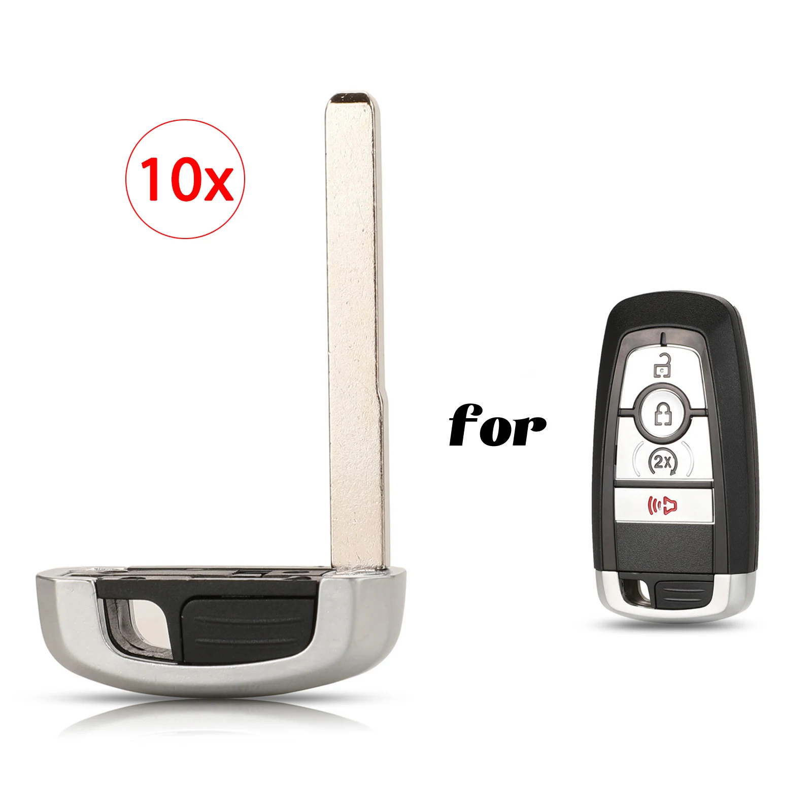 

Jingyuqin 10 шт. дистанционный умный автомобильный ключ лезвие брелок для Ford Mondeo EcoBoost 2017 2018 замена необрезанный пустой