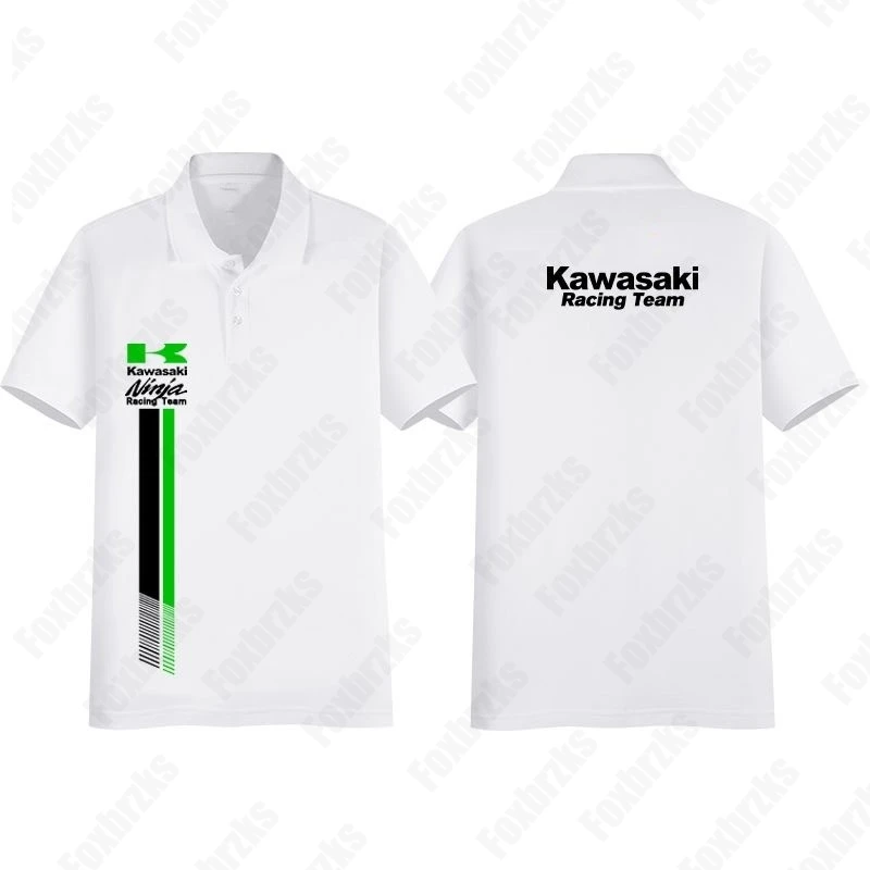 24 New Men Kawasaki Factory Team Racing SBK Motorcycle Cycling Suit Polo Shirt T-shirt KID/Adult Quick-Drying Sports Fitness Top