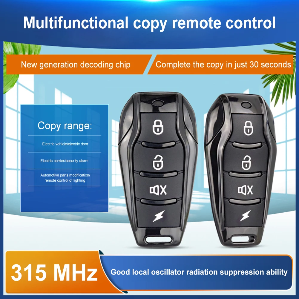 315 433Mhz Cloning Wireless Remote Control Key Fob for Car Garage Door Gate with 4 Button Design