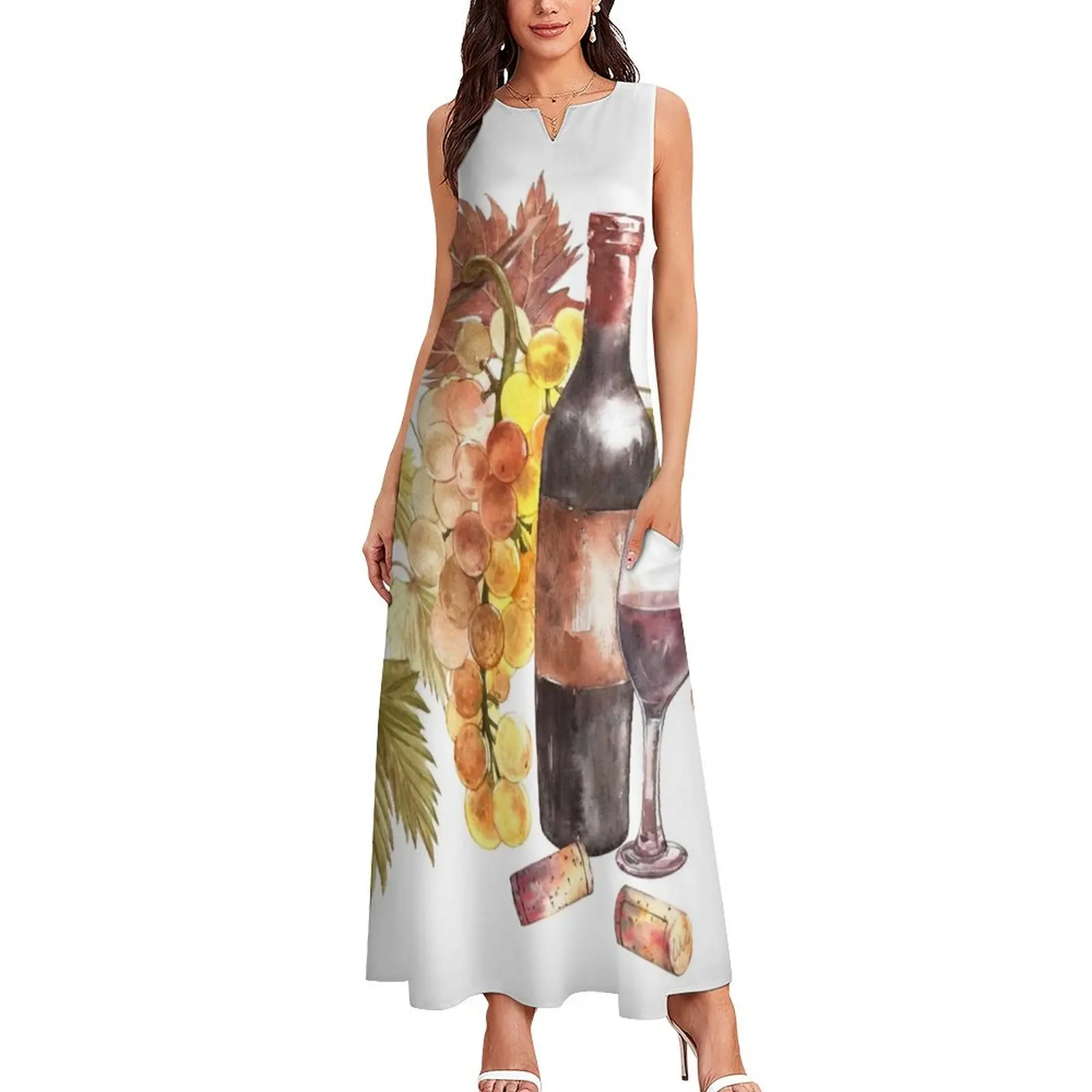 Bottles and glasses of wine Long Dress Women's summer dresses birthday dress for women wedding guest dress 2025 womens