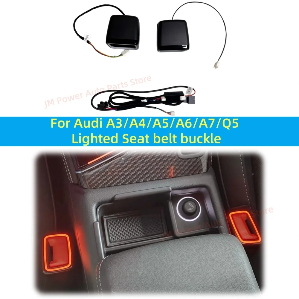 For Audi A3/A4/A5/A6/A7/Q5 LED Seat Belt Buckle Multicolor Ambient Light Safety Belt Buckle Car Interior Modification Accessory
