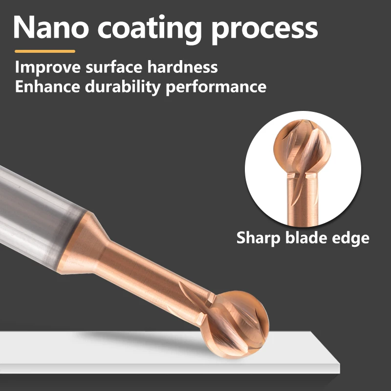 Tungsten Steel Carbide Lollipop Ball End Mill Ball T-Shaped 2-Flute Arched Arc R Milling Cutter For Aluminum/Steel Endmills Tool