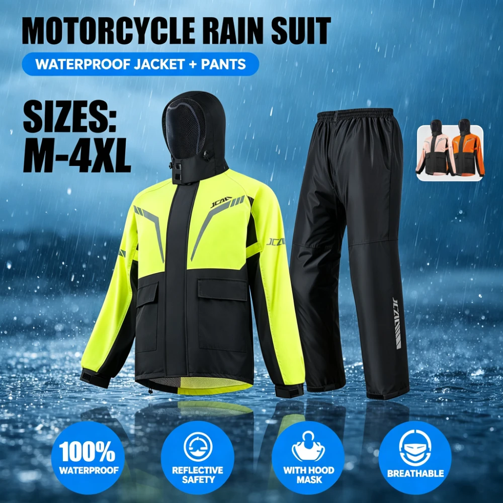 Motorcycle riding suit raincoat rainstorm proof men's split suit women's windproof waterproof reflective fashionable raincoat