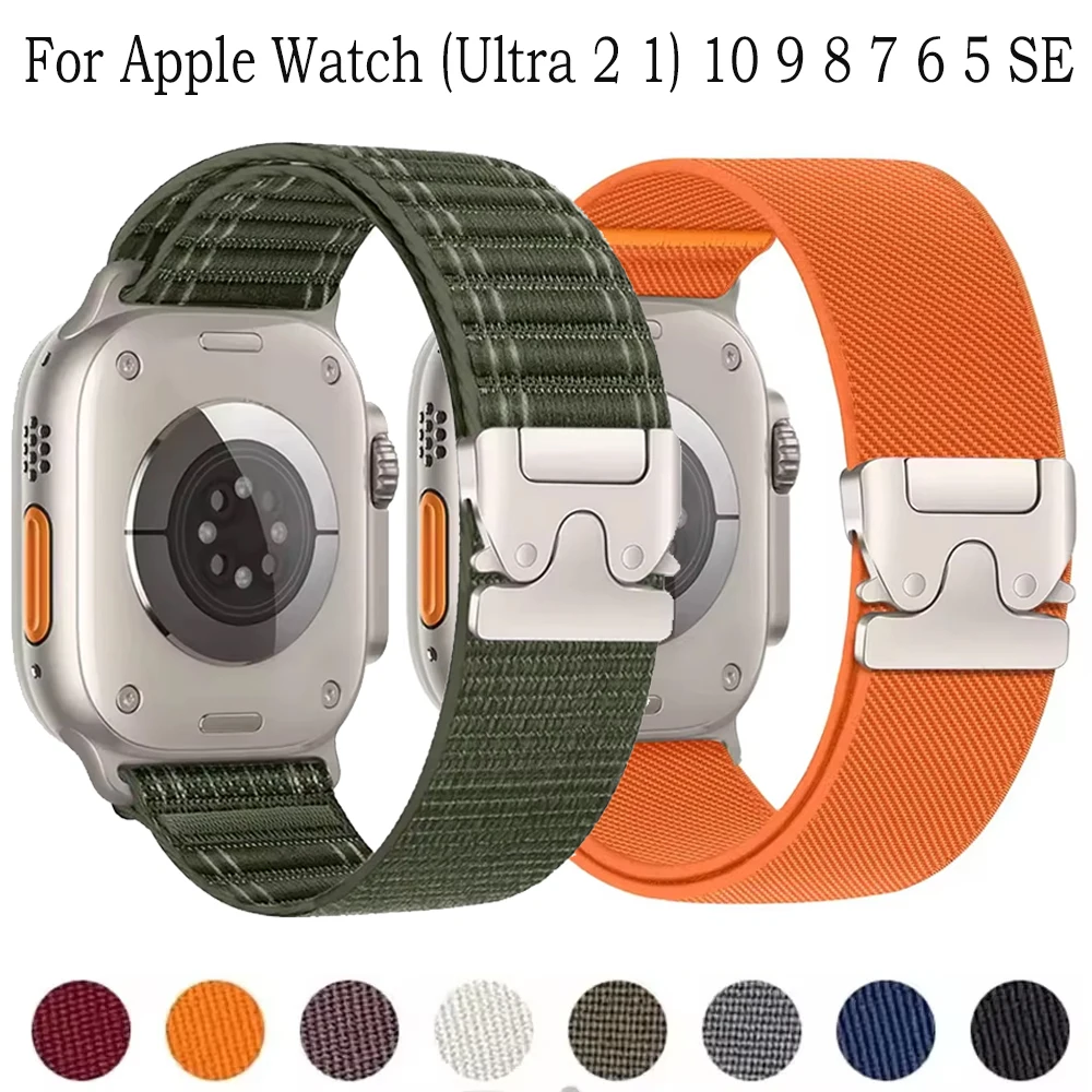 

Нейлоновый ремешок для Apple Watch Ultra 3 2 1 49 мм 11 10 46 мм 42 мм с парашютной пряжкой IWatch 9 8 7 6 5 SE 45 мм 41 мм 44 мм 40 мм Браслет