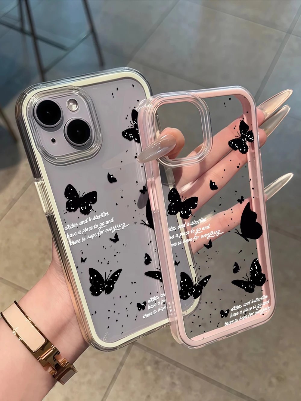 Traumhafte Schwarze Schmetterling Transparente Handyhülle für iPhone 16 14 15 Plus 13 14 15 17 16 12 11 ProMax 16Pro 17Air Weiche Durchsichtige Hülle – Detail 6