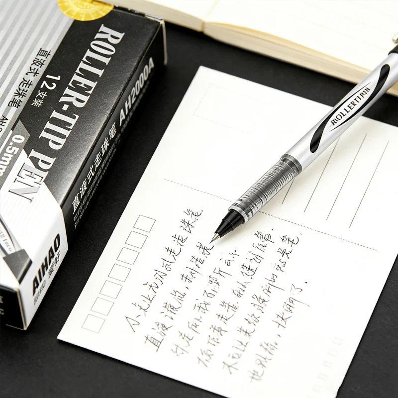 

12 Pcs/Pack 0.5mm Quick Drying and Large Capacity Black Gel Pen Gel-Ink Rollerball Pen for Office and School Writing Supplies