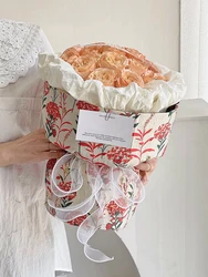 1.5 Meters Pink Cherry Blossom Fabric Wrapping Cloth for Flower Bouquet Handmade Flower Arrangement Diy Material