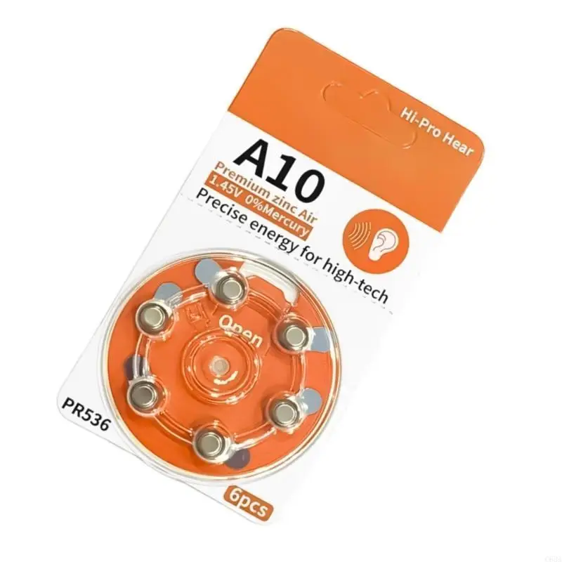 

C63A 6pcs A10 Цинковые воздушные батареи для цифровых слуховых аппаратов Cochlear Devices