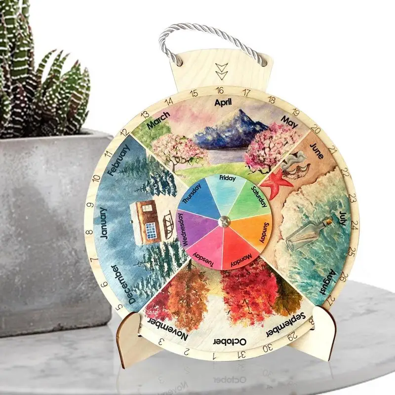 Wall Wheel Calendar Reusable Four Seasons Wheel Calendar Wall Calendar For All-Season Decorations For Bedroom Living Room Study