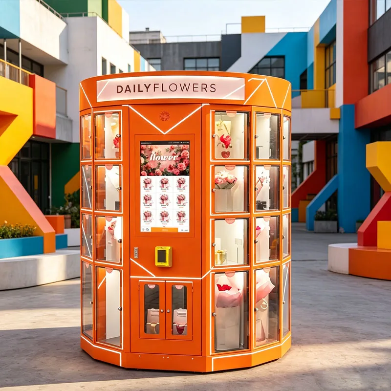 Floral Vending Machine Fresh Flower Retail Kiosk with Cashless Payment and LED Display Customized