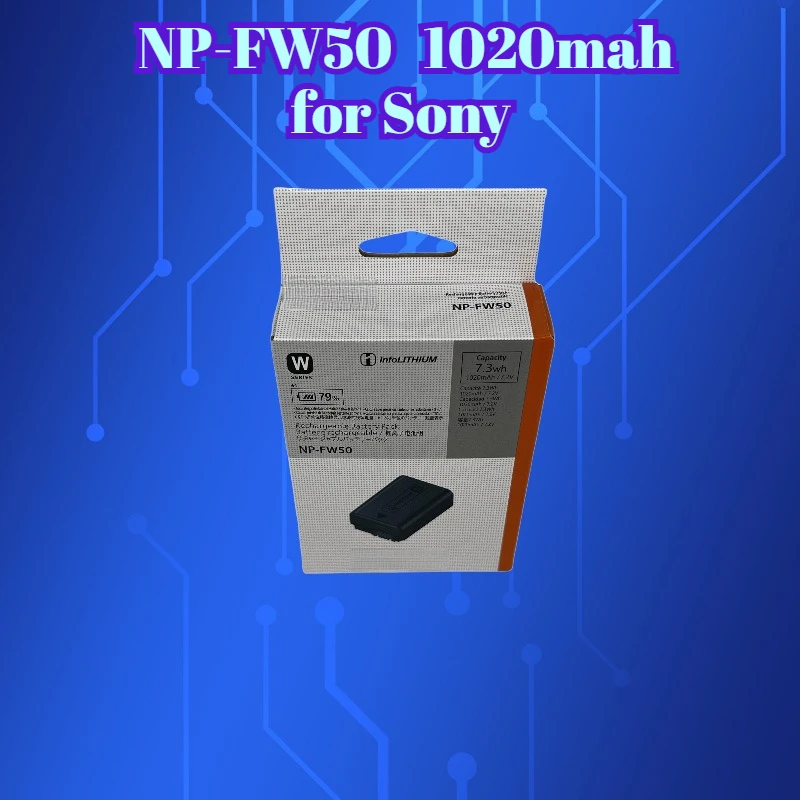 Batería NP-FW50 totalmente decodificada de 1020mAh para Sony A7III A7II A6000 A6300 sin advertencia 100% Compatible con alimentación para cámara sin espejo