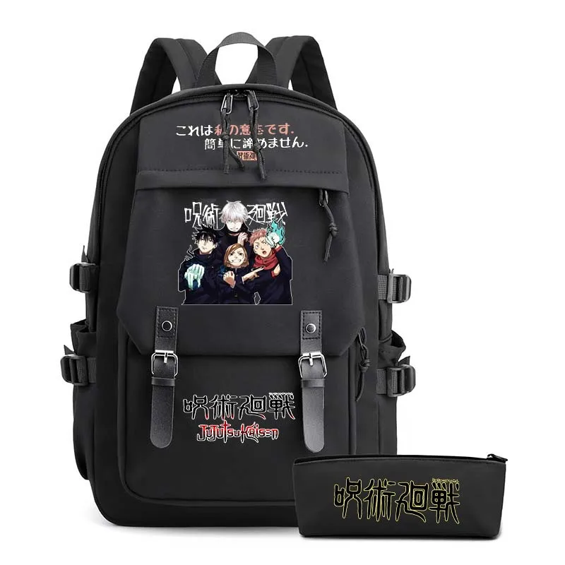 

Anime Jujutsu Kaisen Nylon Backpack Black Bookbag School Bags for Teenage Kids Travel Bagpack Travel Shoulder Bags