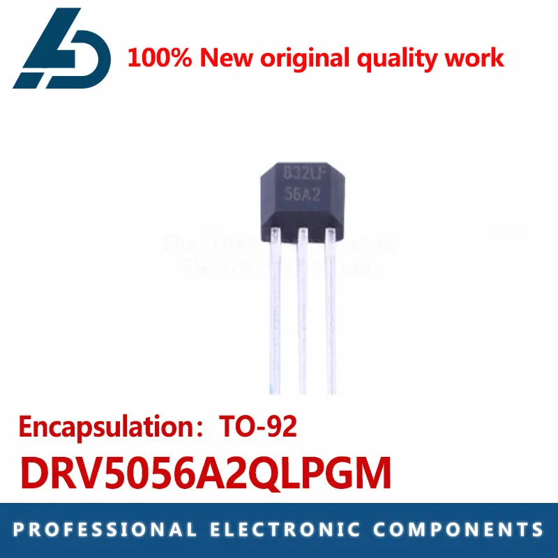 The DRV5056A2QLPGM is packaged with the TO-92 unipolar proportional linear Hall effect sensor