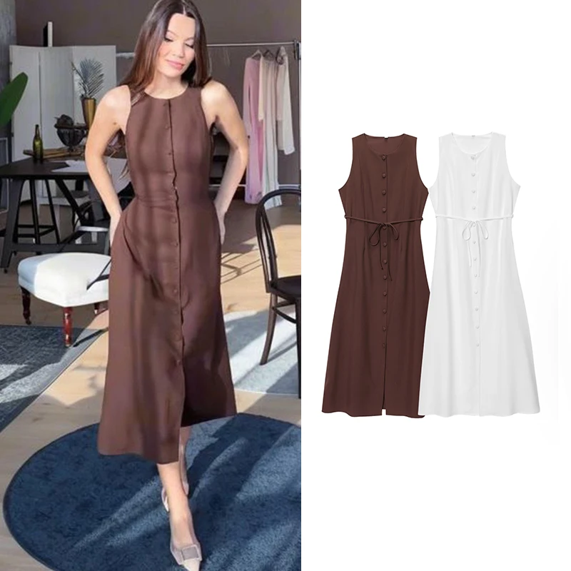 

Новые женские летние платья, модное тонкое элегантное длинное платье с круглым вырезом для путешествий, женское шикарное молодежное уличное платье для отдыха и отдыха