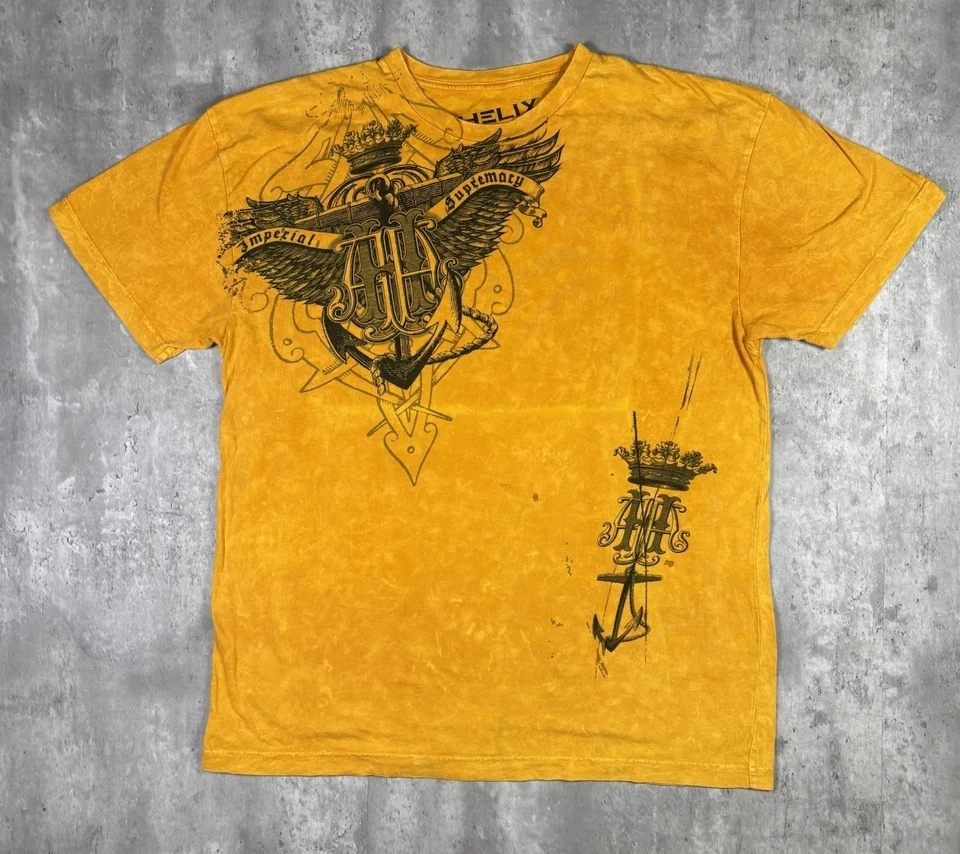 

2000s Retro Street Short Sleeves Gothic individuality Yellow T-shirt Men And Women Street Style Loose Clothing Top