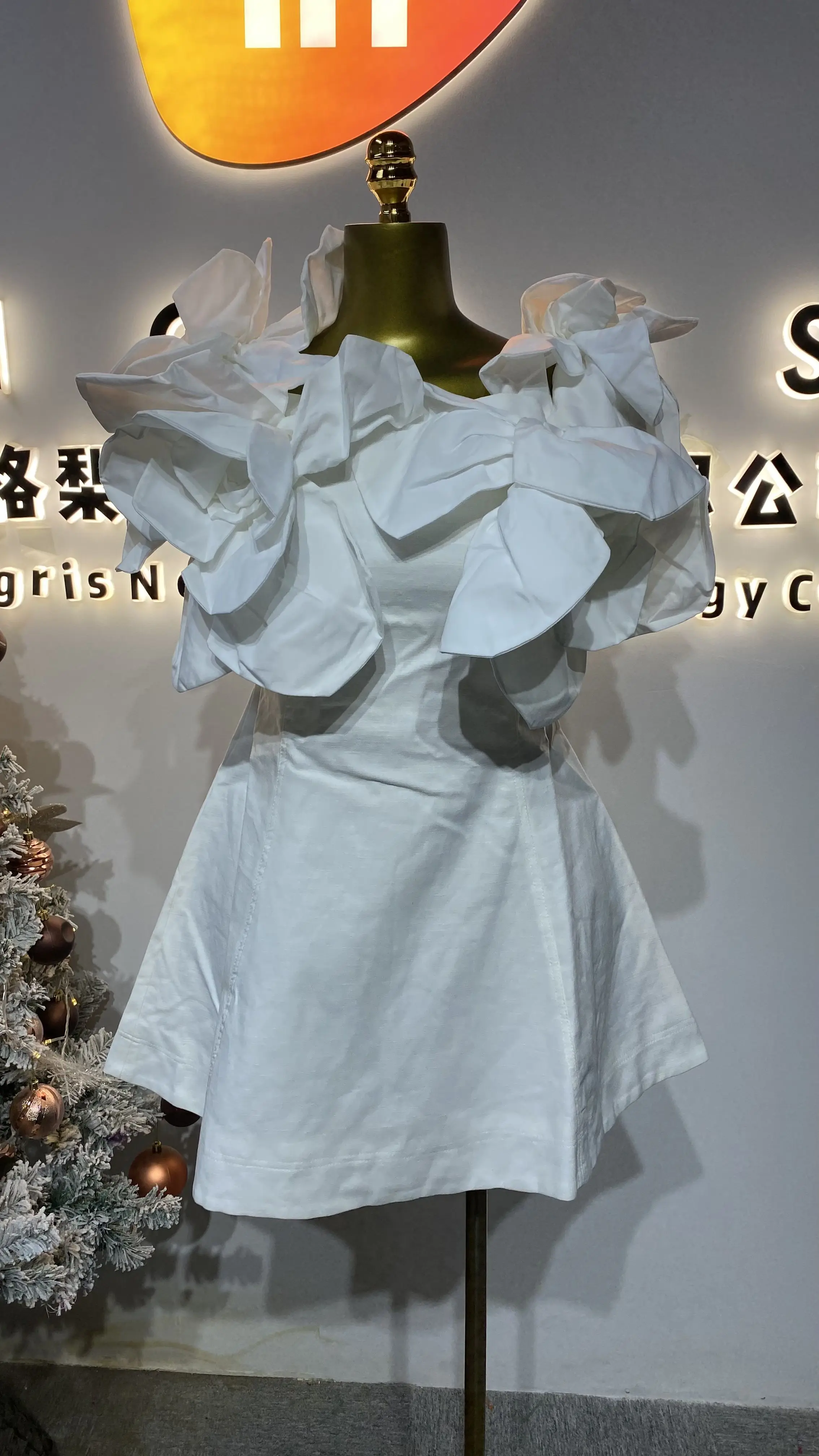 New retro sleeveless 3D floral A-line pants women's elegant casual dress-GZXX203