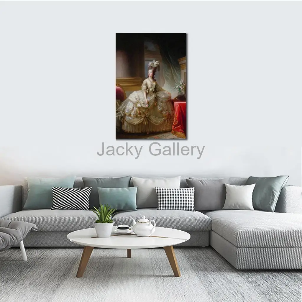 Portrait Marie Antoinette Romantic Classical Portrait  Oil Painting Hand Painted Graceful Woman Art Canvas Bedroom Wall Decor