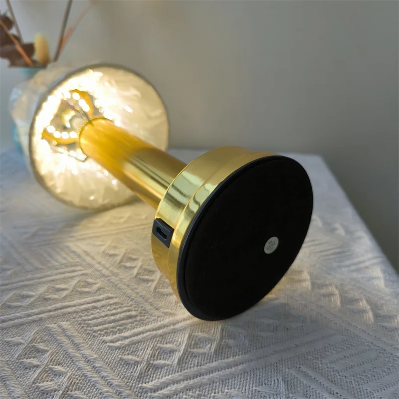 Rechargeable Metal Fabric Cloth Shade Table Lamp Touch Control Dimming Restaurant Cordless Dinning Table Light