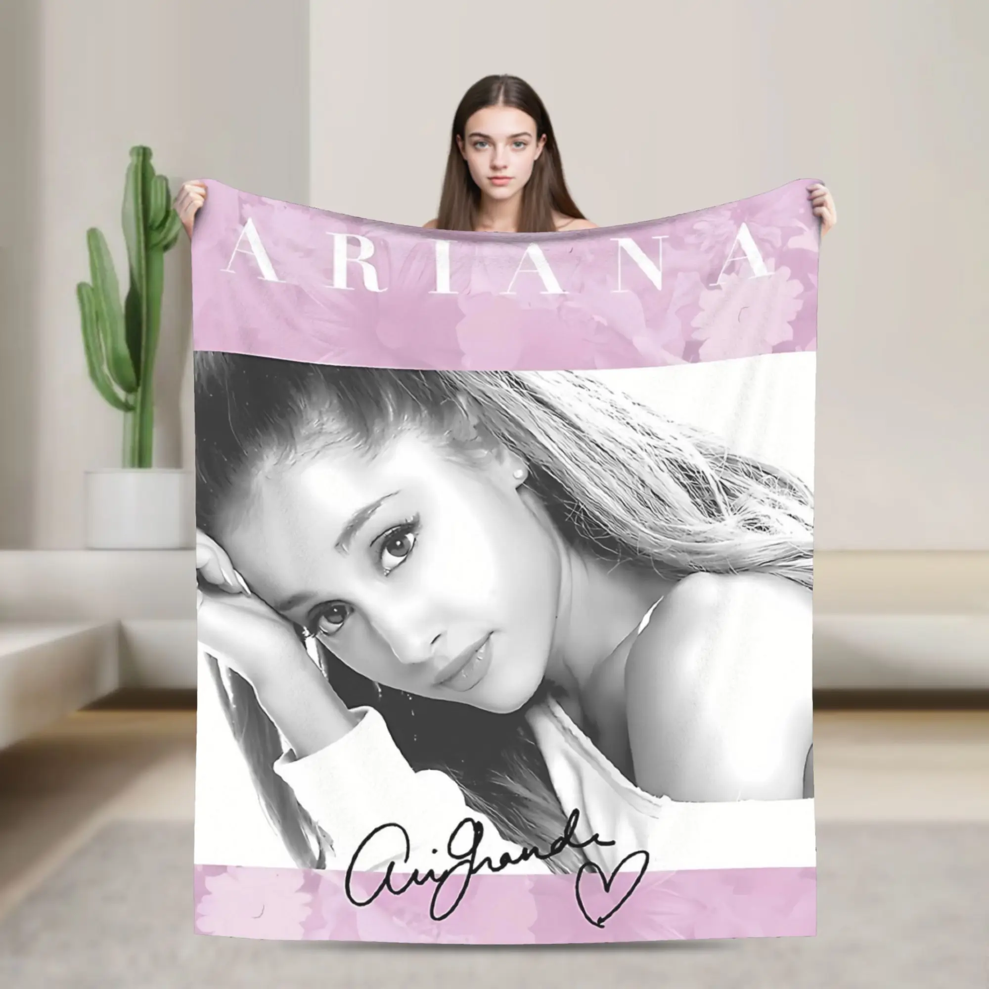 

Ariana Singer Blankets Grande Pop Music R&B Plush Novelty Soft Throw Blanket for Bedspread All Season,
