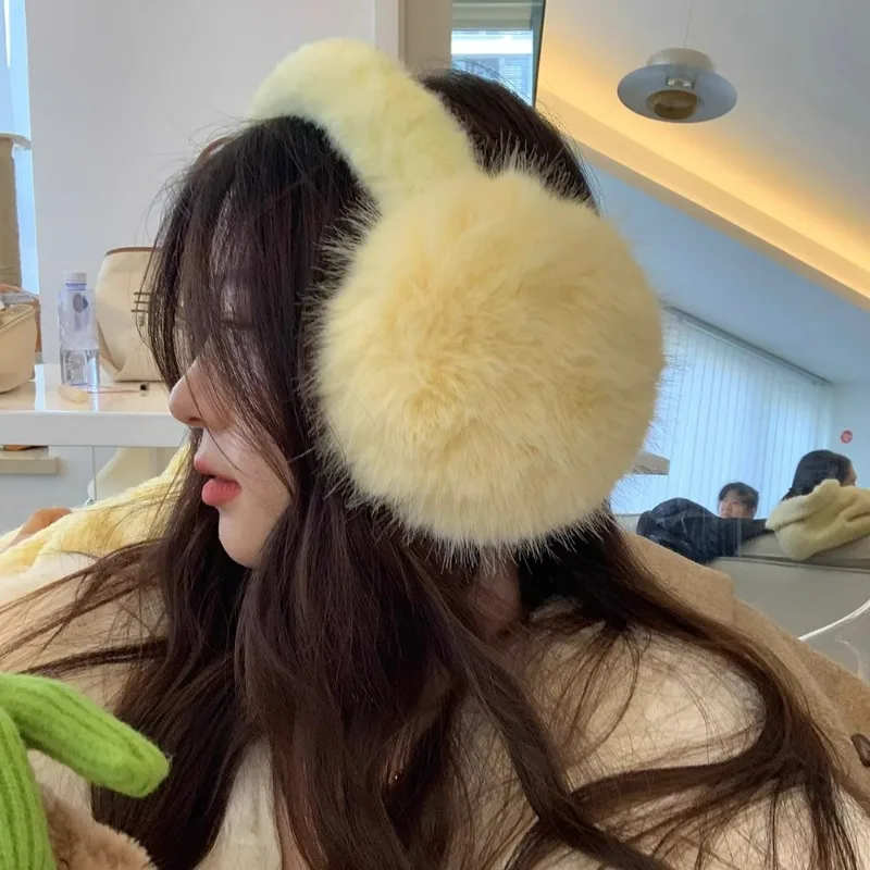 Fox Fur Imitation Plush Earmuffs Women Winter Thicken Colorful Plush Ear Protection Cold-proof Windproof Solid Color Ear Covers