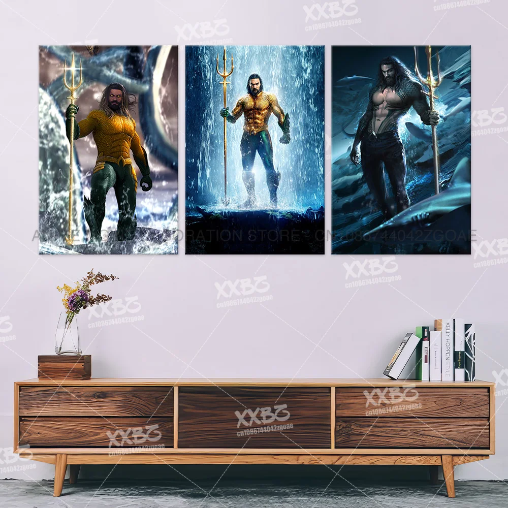 1Pcs Aquaman Painting DC Comics Canvas Home Decoration Ocean Master Posters Black Manta Wall Art No Frame Picture Mera Wallpaper